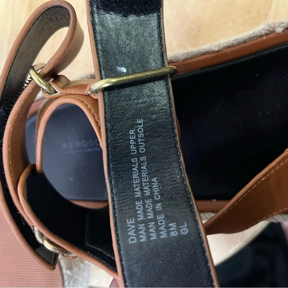 Aerosoles Aware Dave Velcro Straps‎ Platform Espadrille Sandals Size 8